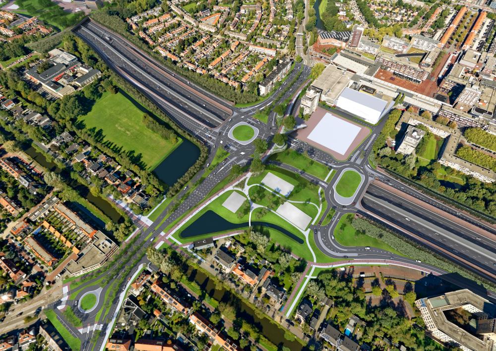 Impressie van hoe de A9 er na de werkzaamheden uit ziet